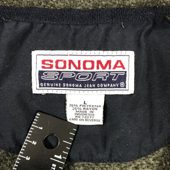 Sonoma Sport Sweatshirt Mens Large Gray & Navy Fleece Pullover 1/4 Zipper Pocket - Picture 9 of 14